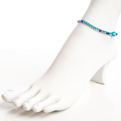 Dainty boho gypsy beach anklet with Czech seed beads, bugle beads, handmade / GAA B81-157