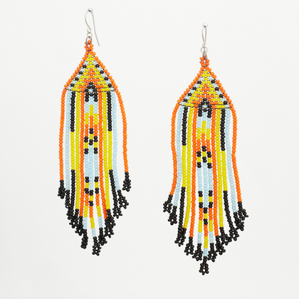 Handmade Southwest boho beaded earrings, Czech glass bead festival tribal bohemian beaded earrings / KPE B245-M27