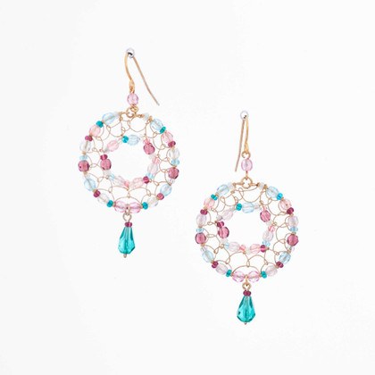 Handmade Celestial Crystal Wire-wrapped Gold-Plated Earrings / WFE B66-MWF12
