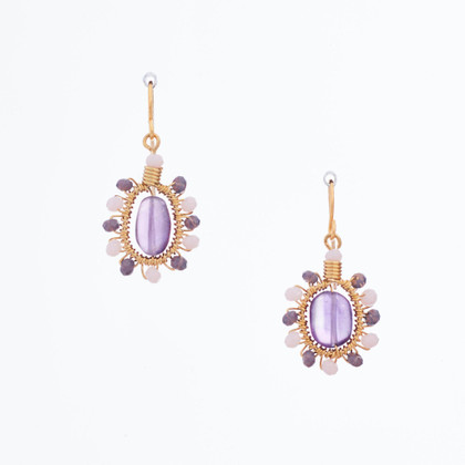 Handmade Celestial Crystal Wire-wrapped Gold-Plated Earrings / WFE B58-MWF3