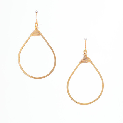 Hammered Gold Plated Teardrop Earrings  / GAE G B94-2