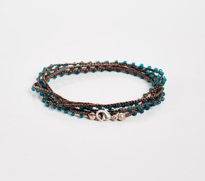 Braided Crochet Seed Bead Bohemian Necklace / Wrap Bracelet in Chestnut Brown / GS102-96