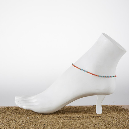 Dainty boho gypsy beach anklet with Czech seed beads, bugle beads, handmade / SWA G B1-9