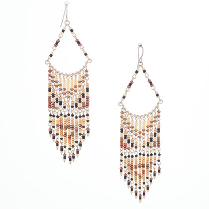 Handmade Southwest boho beaded earrings, Czech glass bead festival tribal bohemian beaded earrings / KPE B3-6