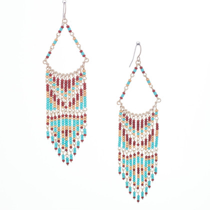 Handmade Southwest boho beaded earrings, Czech glass bead festival tribal bohemian beaded earrings / KPE B3-4