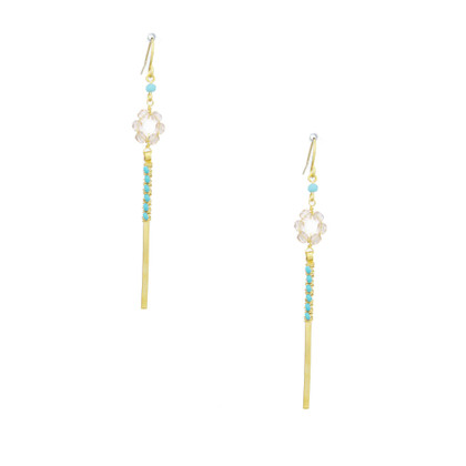Hawaiian Flower Colorful Crystal Wire-wrapped Gold-Plated Earrings / HFE G B32-M1 Hawaiian Flower Colorful Crystal Wire-wrapped Gold-Plated Earrings / HFE G B32-M1