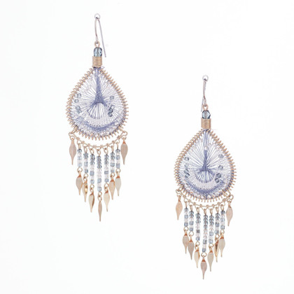 Handmade Boho Beaded  Silk Thread Bohemian Mermaid Earrings / MRE B9-2BLK