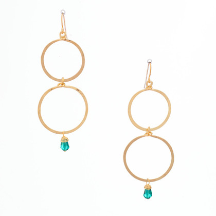 Hammered Gold-plated Hoop Drop Earrings / GAE G B98-25