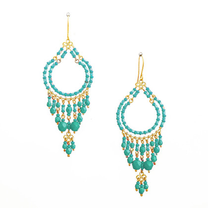 Handmade Bohemian Beaded Gold Plated Cleopatra Earrings / CLE G B96-1