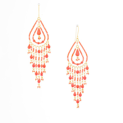 Handmade Bohemian Beaded Gold Plated Chandelier Earrings / CAE G B45-2