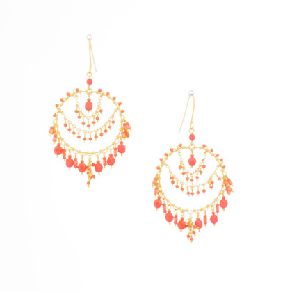 Handmade Bohemian Beaded Gold Plated Chandelier Earrings / CAE G B33-2