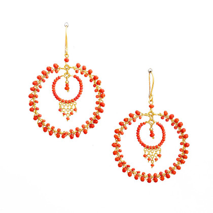 Handmade Bohemian Beaded Gold Plated Cleopatra Earrings / CLE G B75-2