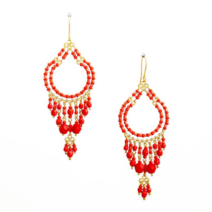 Handmade Bohemian Beaded Gold Plated Cleopatra Earrings / CLE G B96-2