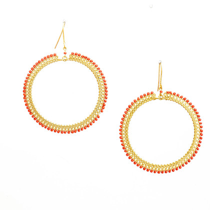 Handmade Bohemian Beaded Gold Plated Cleopatra Earrings / CLE G B49-2