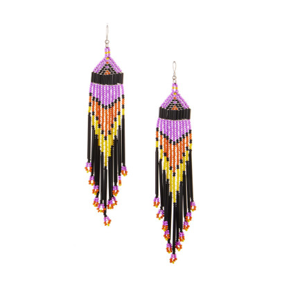 Handmade Southwest boho beaded earrings, Czech glass bead festival tribal bohemian beaded earrings / KPE B219-M8