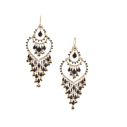 Handmade Bohemian Beaded Gold Plated Chandelier Earrings / CAE G B17-14