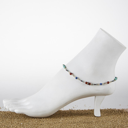 Dainty boho gypsy beach anklet with semi precious stones, Czech seed beads, bugle beads, handmade / ETA B2-M6 Dainty boho gypsy beach anklet with semi precious stones, Czech seed beads, bugle beads, handmade / ETA B2-M6