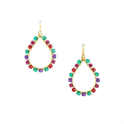 Handmade Bohemian Beaded Gold Plated Cleopatra Earrings / CLE G B123-M31