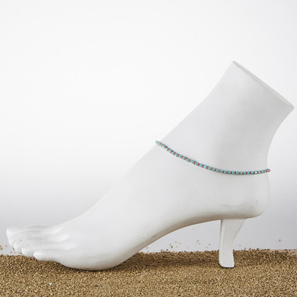 Dainty boho gypsy beach anklet with Czech seed beads, bugle beads, handmade / ATA B24-2