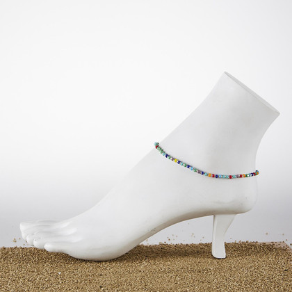 Dainty boho gypsy beach anklet with Czech seed beads, bugle beads, handmade / ATA B16-M1