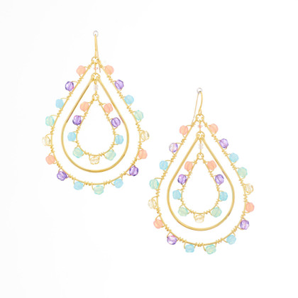 Handmade Bohemian Beaded Gold Plated Cleopatra Earrings / CLE G B208-M116