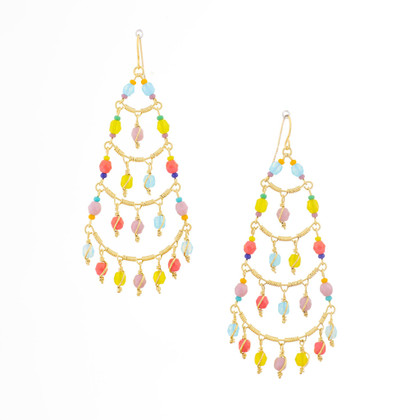 Handmade Cascading Wire Wrapped Cleopatra Boho Earrings / CLE G B94-M50