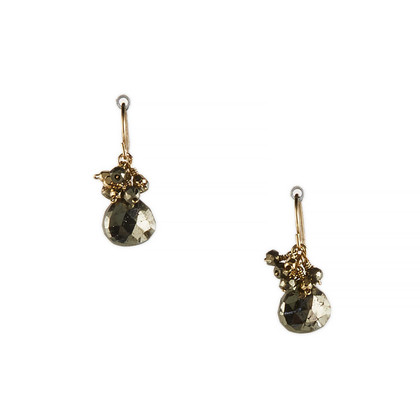 Faceted Briolette Pyrite Gold-filled Earrings / DJE G B53-6