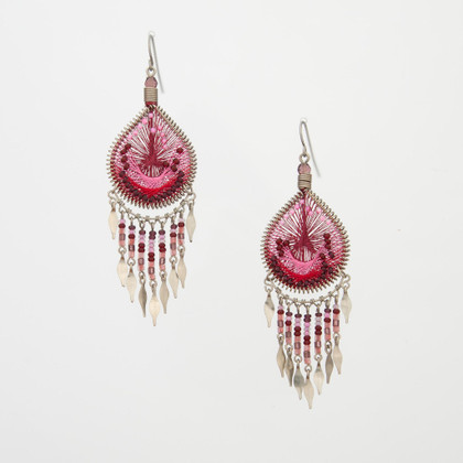 Handmade Boho Beaded Silk Thread Bohemian Mermaid Earrings / MRE B7-3FHA Handmade Boho Beaded Silk Thread Bohemian Mermaid Earrings / MRE B7-3FHA