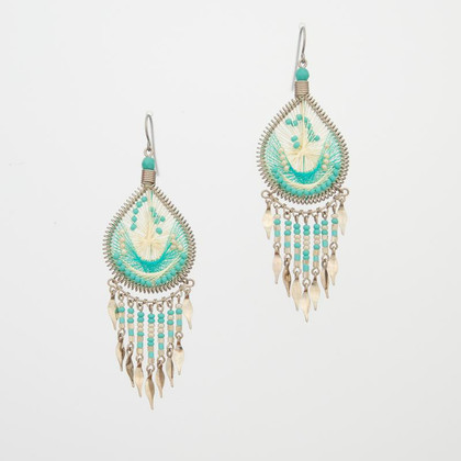 Handmade Boho Beaded  Silk Thread  Bohemian Mermaid Earrings  / MRE B9-1MCL