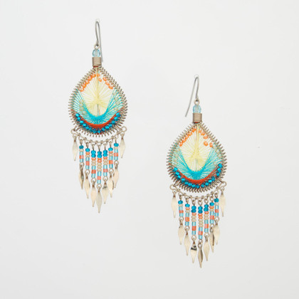 Handmade Boho Beaded Silk Thread Bohemian Mermaid Earrings / MRE B7-9MCL Handmade Boho Beaded Silk Thread Bohemian Mermaid Earrings / MRE B7-9MCL