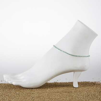 Dainty boho gypsy beach anklet with Czech seed beads, bugle beads, handmade / ATA B2-1