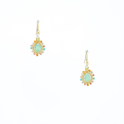 Handmade Celestial Crystal Wire-wrapped Gold-Plated Earrings / WFE B49-WF25 Handmade Celestial Crystal Wire-wrapped Gold-Plated Earrings / WFE B49-WF25