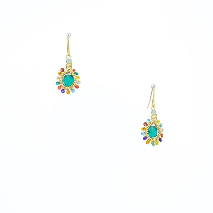 Handmade Celestial Crystal Wire-wrapped Gold-Plated Earrings / WFE B49-WF21