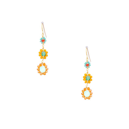 Hawaiian Flower Colorful Crystal Wire-wrapped Gold-Plated Earrings / HFE G B54-M2 Hawaiian Flower Colorful Crystal Wire-wrapped Gold-Plated Earrings / HFE G B54-M2