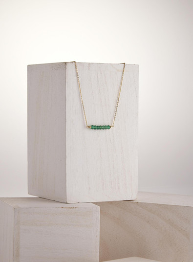 Gold-filled Faceted Rondelle Green Onyx Necklace / BNN G B42-24