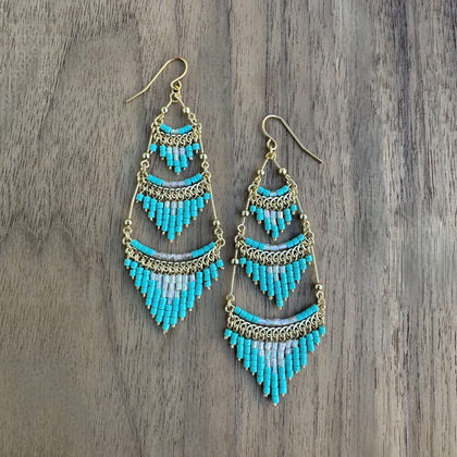Gold-Plated Bugle Bead Earrings / CLE G B45-M65