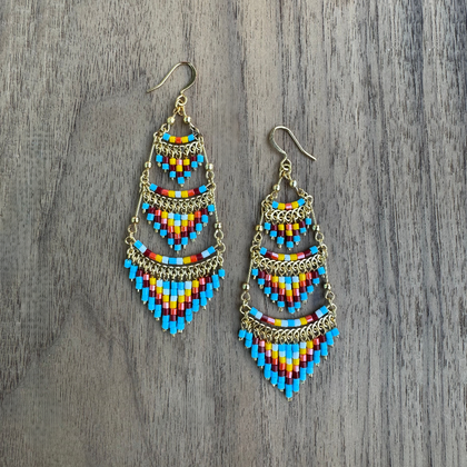 Gold-Plated Bugle Bead Earrings / CLE G B45-M66