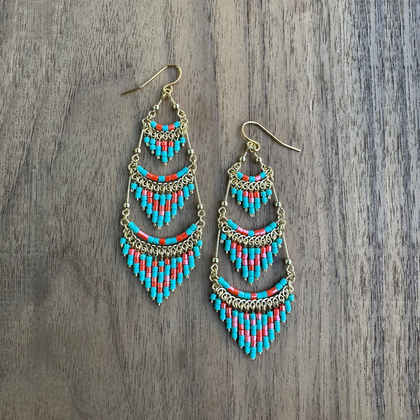 Gold-Plated Bugle Bead Earrings / CLE G B45-M58