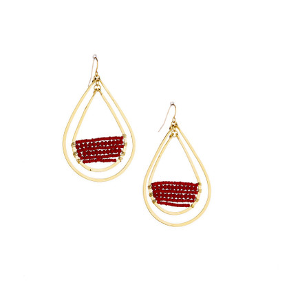 Hammered, Bohemian, Gold-plated, Beaded, Wire Wrapped Gypsy Boho Earrings, Handmade / GAE G B84-6