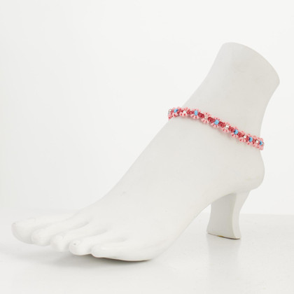 Handmade flower beaded gypsy beach anklet with Czech beads / WFA B1-11
