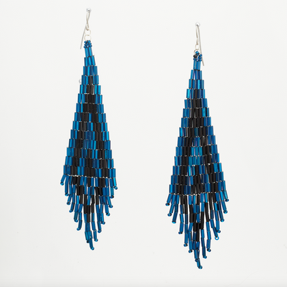 Handmade American South earrings, Czech glass bead festival tribal bohemian beaded earrings / KPE B163-69