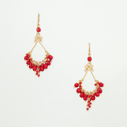 Handmade Bohemian Beaded Gold Plated Chandelier Earrings / CAE G B2-38