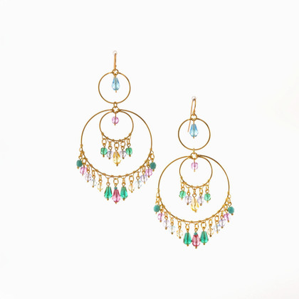 Handmade Bohemian Beaded Gold Plated Cleopatra Earrings / CLE G B59-M16
