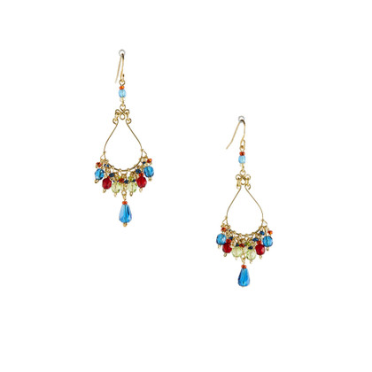 Handmade Bohemian Beaded Gold Plated Chandelier Earrings / CAE G B1-M35