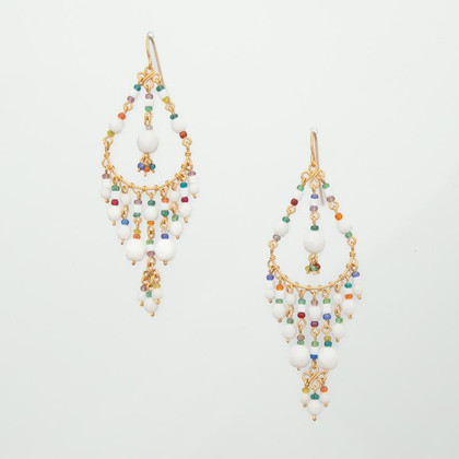 Handmade Bohemian Beaded Gold Plated Chandelier Earrings / CAE G B9-M123 Handmade Bohemian Beaded Gold Plated Chandelier Earrings / CAE G B9-M123