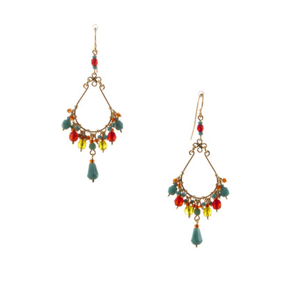 Handmade Bohemian Beaded Gold Plated Chandelier Earrings / CAE G B1-M36