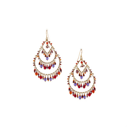 Bohemian Gold Plated Multi-Color Chandelier Earrings / CAE G B46-M17