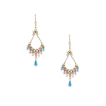 Handmade Bohemian Beaded Gold Plated Chandelier Earrings / CAE G B105-M105