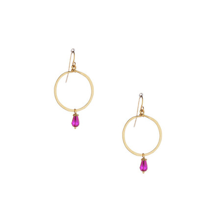Hammered Geometric Minimalist Gold Plated Earrings with Beads, Handmade / GAE G B101-84