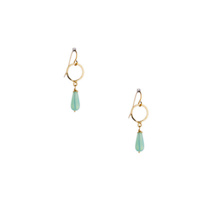 (Medium) Hammered Geometric Minimalist Gold Plated Earrings, Handmade / GAE G B791-4
